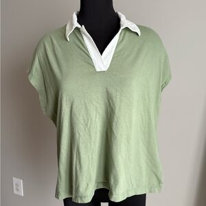 Madewell Light Green Blouse with White Collar